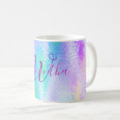 Iridescent Mit Monogramm Elegant Holographic Kaffeetasse (VorderseiteRechts)