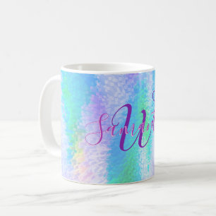 Iridescent Mit Monogramm Elegant Holographic Kaffeetasse