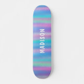 Iridescent Modern Girly Pink Blue Personalisiert Skateboard (Vorne)