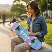 Iridescent Modern Girly Pink Blue Personalisiert Skateboard
