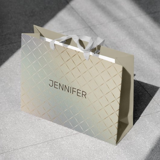 Iridescent Modern Luxury Monogram Große Geschenktüte