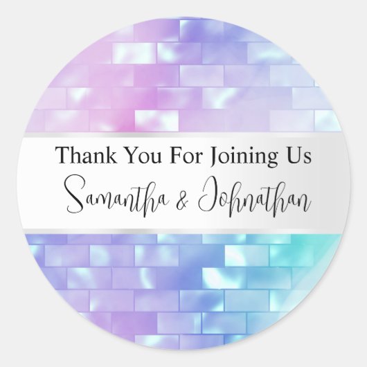 Iridescent Mutter Perle Disco Ball vielen Dank Runder Aufkleber (Vorderseite)