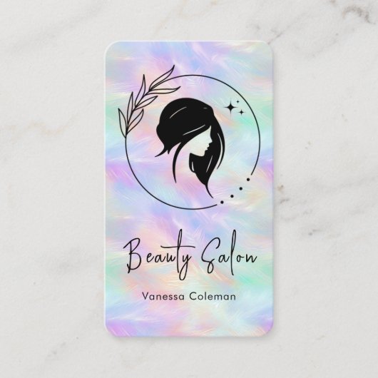 Iridescent Opal Beauty Salon Stilvolle Visitenkart Visitenkarte (Vorderseite)
