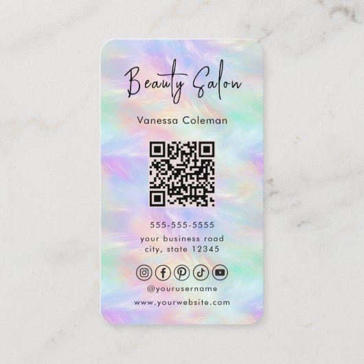 Iridescent Opal Beauty Salon Stilvolle Visitenkart Visitenkarte (Rückseite)