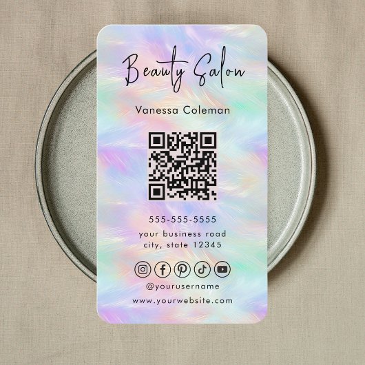 Iridescent Opal Beauty Salon Stilvolle Visitenkart Visitenkarte