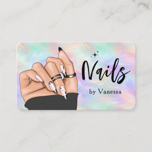 Iridescent Opal Nail Artist Stilvolle Visitenkarte (Vorderseite)