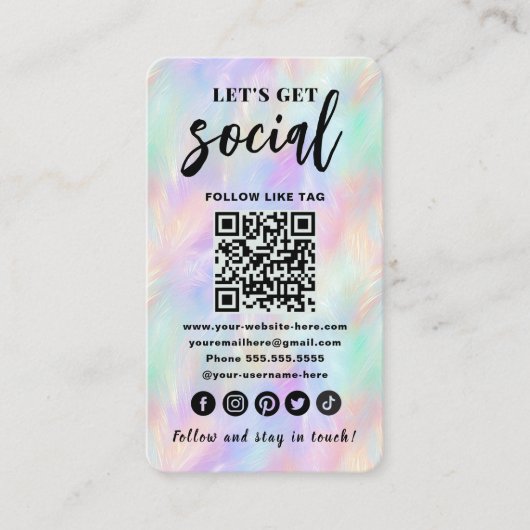 Iridescent Opal stilvoller QR Code Verbindung mit Visitenkarte (Vorderseite)