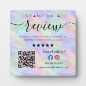 Iridescent Opal Stylish Qr Code Verlasse uns eine  Fotoplatte (Vorderseite)