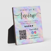 Iridescent Opal Stylish Qr Code Verlasse uns eine Fotoplatte (Vorderseite)