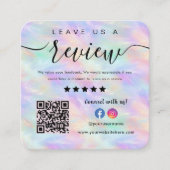 Iridescent Opal Stylish Qr Code Verlasse uns eine Quadratische Visitenkarte (Vorderseite)