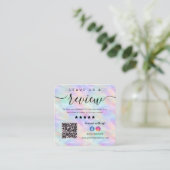 Iridescent Opal Stylish Qr Code Verlasse uns eine Quadratische Visitenkarte (Stehend Vorderseite)