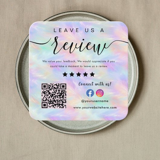 Iridescent Opal Stylish Qr Code Verlasse uns eine Quadratische Visitenkarte