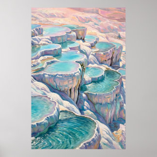 Iridescent Pamukkale Thermal Pools in Turkey Print Poster