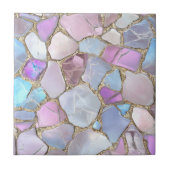 Iridescent Pastel Gemstone Gold Mosaic Fliese (Vorderseite)