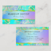 Iridescent Pastel Green Blue Gold Liquid Visitenkarte (Vorne/Hinten)