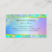 Iridescent Pastel Green Blue Gold Liquid Visitenkarte (Rückseite)