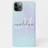 Iridescent Pastel Holographic Glitzer Mit Monogram Case-Mate iPhone Hülle (Rückseite)
