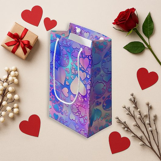 Iridescent Pastel Kawaii Heart Pattern Design Kleine Geschenktüte