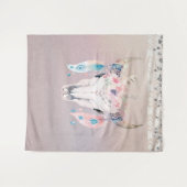 Iridescent Pearl Boho Chic Skull Glam Blumenhörner Wandteppich (Vorderseite (Horizontal))