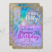 Iridescent Pearl Glitzer Mermaid Birthday Party Einladung (Vorne/Hinten)