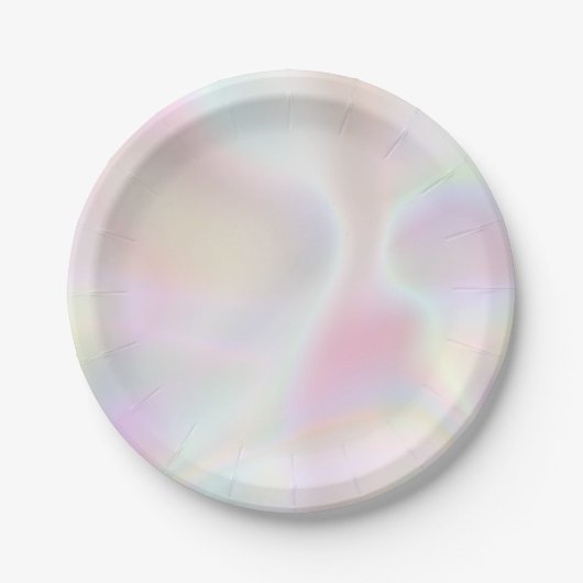 Iridescent Pearl Opal Rainbow Metallic Holographic Pappteller (Vorderseite)