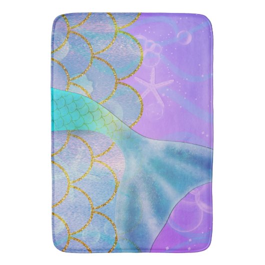 Iridescent Pearl Shimmer Sparkle Mermaid Schwanz Badematte (Vorderseite Vertikal)