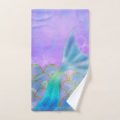 Iridescent Pearl Shimmer Sparkle Mermaid Schwanz Badhandtuch Set (Handtuch)