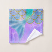Iridescent Pearl Shimmer Sparkle Mermaid Schwanz Badhandtuch Set (Waschlappen)