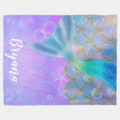 Iridescent Pearl Shimmer Sparkle Mermaid Schwanz Fleecedecke (Vorderseite (Horizontal))
