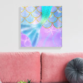 Iridescent Pearl Shimmer Sparkle Mermaid Schwanz Leinwanddruck (Insitu (Wohnzimmer))