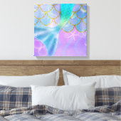 Iridescent Pearl Shimmer Sparkle Mermaid Schwanz Leinwanddruck (Insitu (Schlafzimmer))