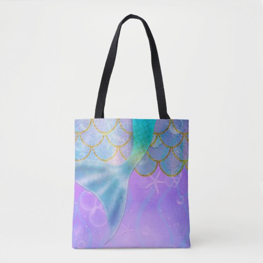 Iridescent Pearl Shimmer Sparkle Mermaid Schwanz Tasche (Vorderseite)