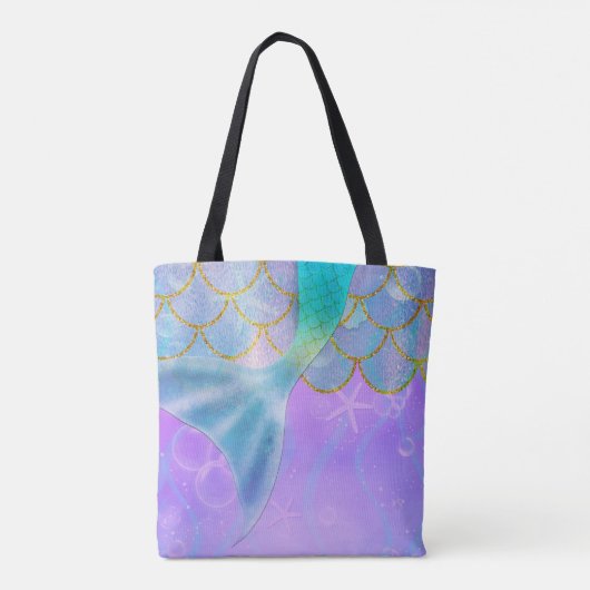 Iridescent Pearl Shimmer Sparkle Mermaid Schwanz Tasche (Rückseite)