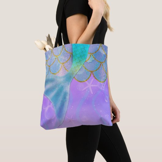 Iridescent Pearl Shimmer Sparkle Mermaid Schwanz Tasche (Von Nahem)