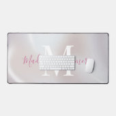 Iridescent Pearlescent Mit Monogramm Desk Mat Schreibtischunterlage (Tastatur & Maus)