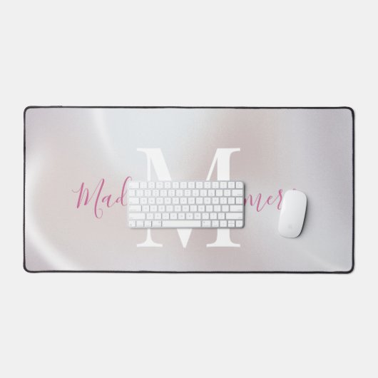 Iridescent Pearlescent Mit Monogramm Desk Mat Schreibtischunterlage (Tastatur & Maus)