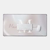 Iridescent Pearlescent Mit Monogramm Desk Mat Schreibtischunterlage (Tastatur & Maus)