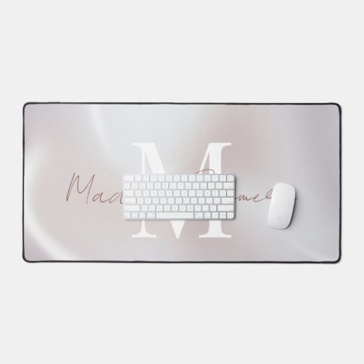 Iridescent Pearlescent Mit Monogramm Desk Mat Schreibtischunterlage (Tastatur & Maus)