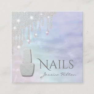 Iridescent Perlglatter Tropfen Nail Salon Quadratische Visitenkarte