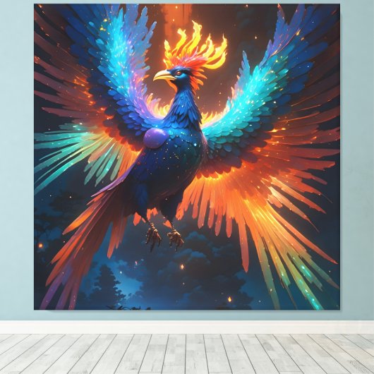 Iridescent Phoenix Leinwanddruck (Insitu (Holzboden))