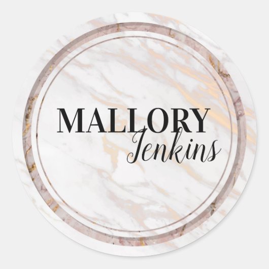 Iridescent Pink Marmor Runder Aufkleber (Vorderseite)