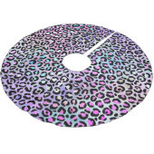 Iridescent Pink Rainbow Leopard Spot Polyester Weihnachtsbaumdecke (Schrägansicht)