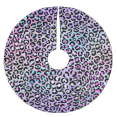 Iridescent Pink Rainbow Leopard Spot Polyester Weihnachtsbaumdecke (Vorderseite)