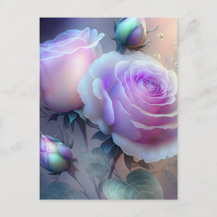 Iridescent Pink Roses geschlossen Postkarte