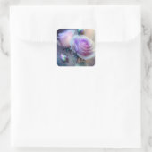 Iridescent Pink Roses geschlossen Quadratischer Aufkleber (Tasche)