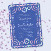 Iridescent Purple Pink Quinceañera Papel Picado Einladung
