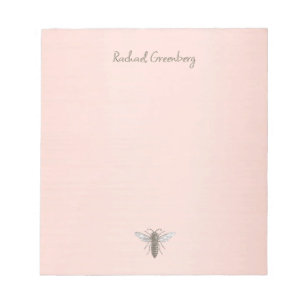 Iridescent Queen Bee Embossed Text auf Rose Gold Notizblock