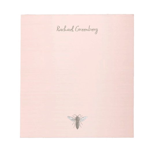 Iridescent Queen Bee Embossed Text auf Rose Gold Notizblock (Vorderseite)
