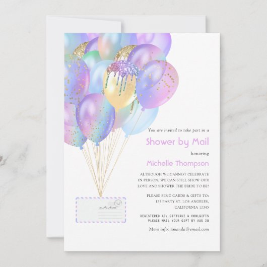 Iridescent Rainbow Baby oder Brautparty per Mail Einladung (Vorderseite)