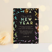 Iridescent Rainbow Confetti Silvester Party Einladung